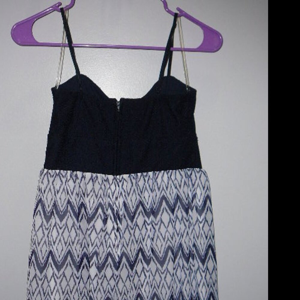 Three Pink Hearts Trixxi Navy Blue & White Spaghetti Strap Lined Dress Size-XS